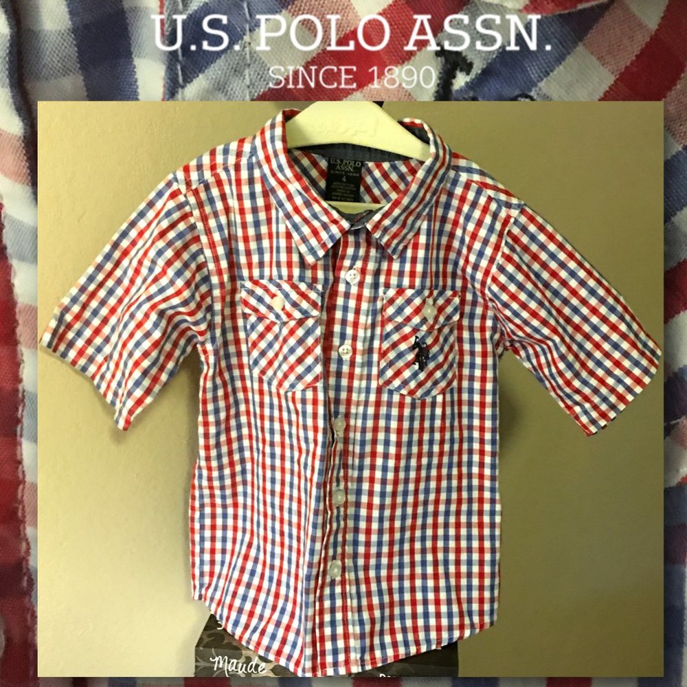 U.S.POLO Boys Plaid Short Sleeve Shirt  |  Size 4
